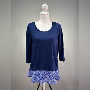 CLEARANCE! Blue Charming Charlie Mixed Media Sweater Size M EUC